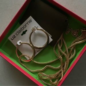 Gold hoops and necklace